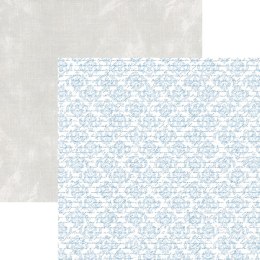 Papier do scrapbookingu szary, niebieskie ornamenty Studio75