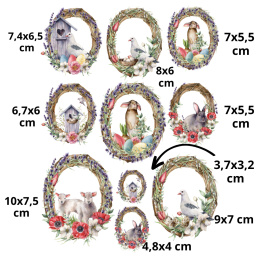 Decoupage Rice Paper Easter Hares Rabbits Oval Frames Studio75