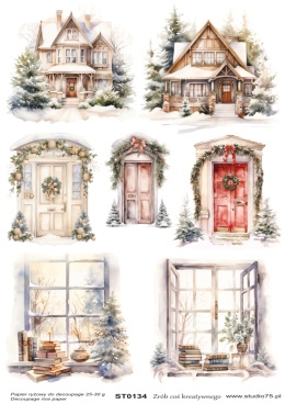 Decoupage Rice Paper Christmas Doors Houses Windows  Studio75