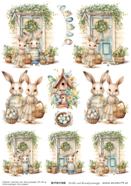 Decoupage Rice Paper Easter Rabbits Eggs Doors Studio75