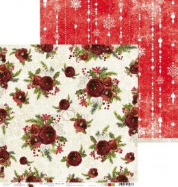 Papier Boże Narodzenie- śnieżynki na czerwonym tle, zimowe kwiaty Craft o`clock