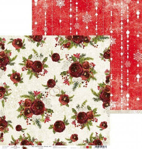 Papier Boże Narodzenie- śnieżynki na czerwonym tle, zimowe kwiaty Craft o`clock