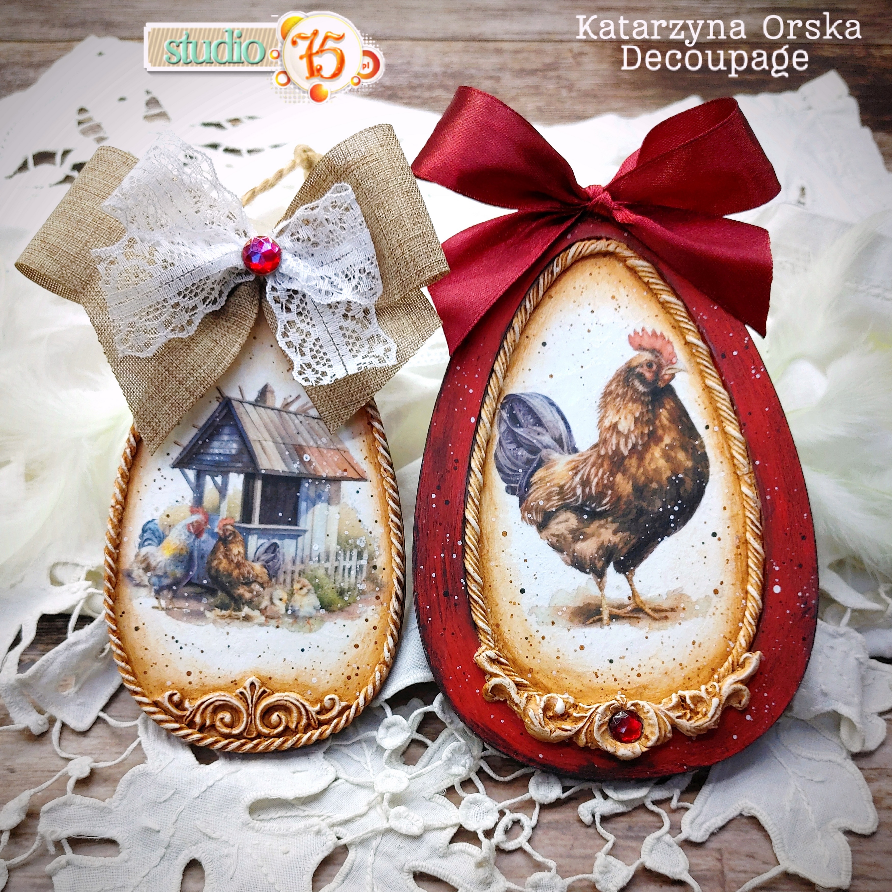 Rustic Easter Hanging Eggs with Hens