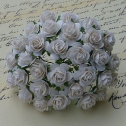 Róże z papieru - białe - 25mm - 5 sztuk - Wild Orchid Crafts