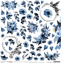 Arkusz dodatków do wycięcia - niebieskie kwiaty - Craft o`clock -30,5x30,5cm