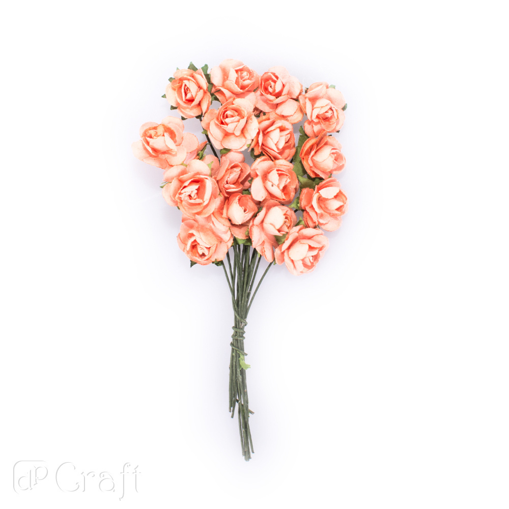 Kwiaty papierowe róże, 2 cm , 16 szt.