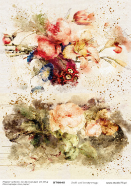 Papier ryżowy do decoupage - kwiaty abstrakcja - ST0045 - Studio75