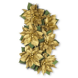 Poinsencje - kwiaty papierowe złote 6 sztuk