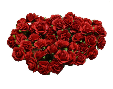 Róże papierowe czerwone - 20 mm - 10 szt