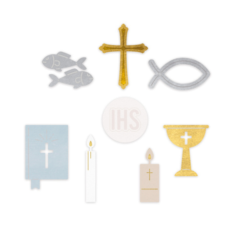Zestaw wykrojników - motywy religijne - komunia, chrzest, bierzmowanie