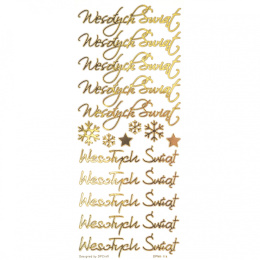 Naklejki Wesołych Świąt Stickersy napisy ażurowe złote