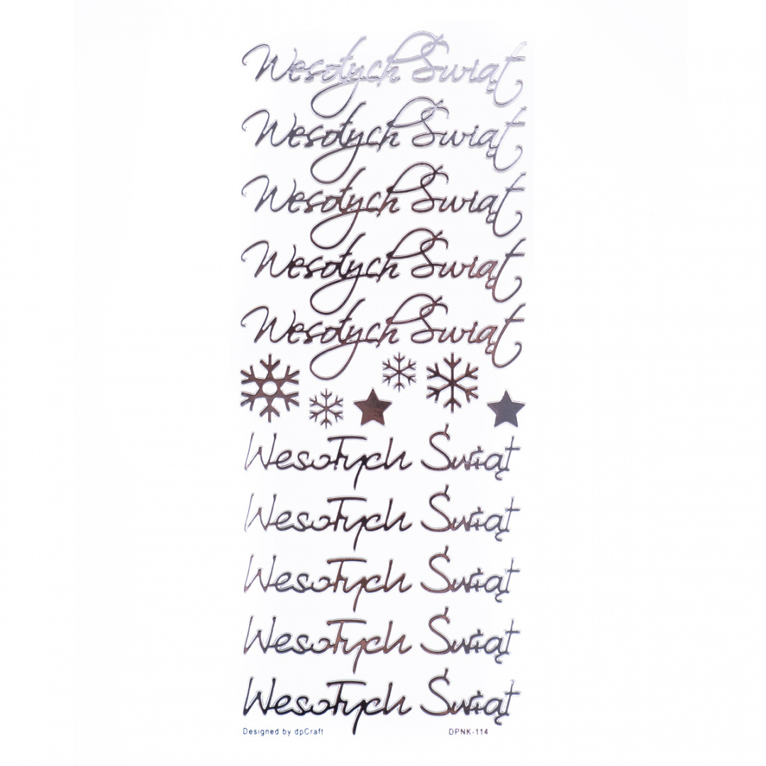 Naklejki Wesołych Świąt Stickersy napisy ażurowe srebrne