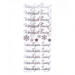 Naklejki Wesołych Świąt Stickersy Napisy Ażurowe Srebrne