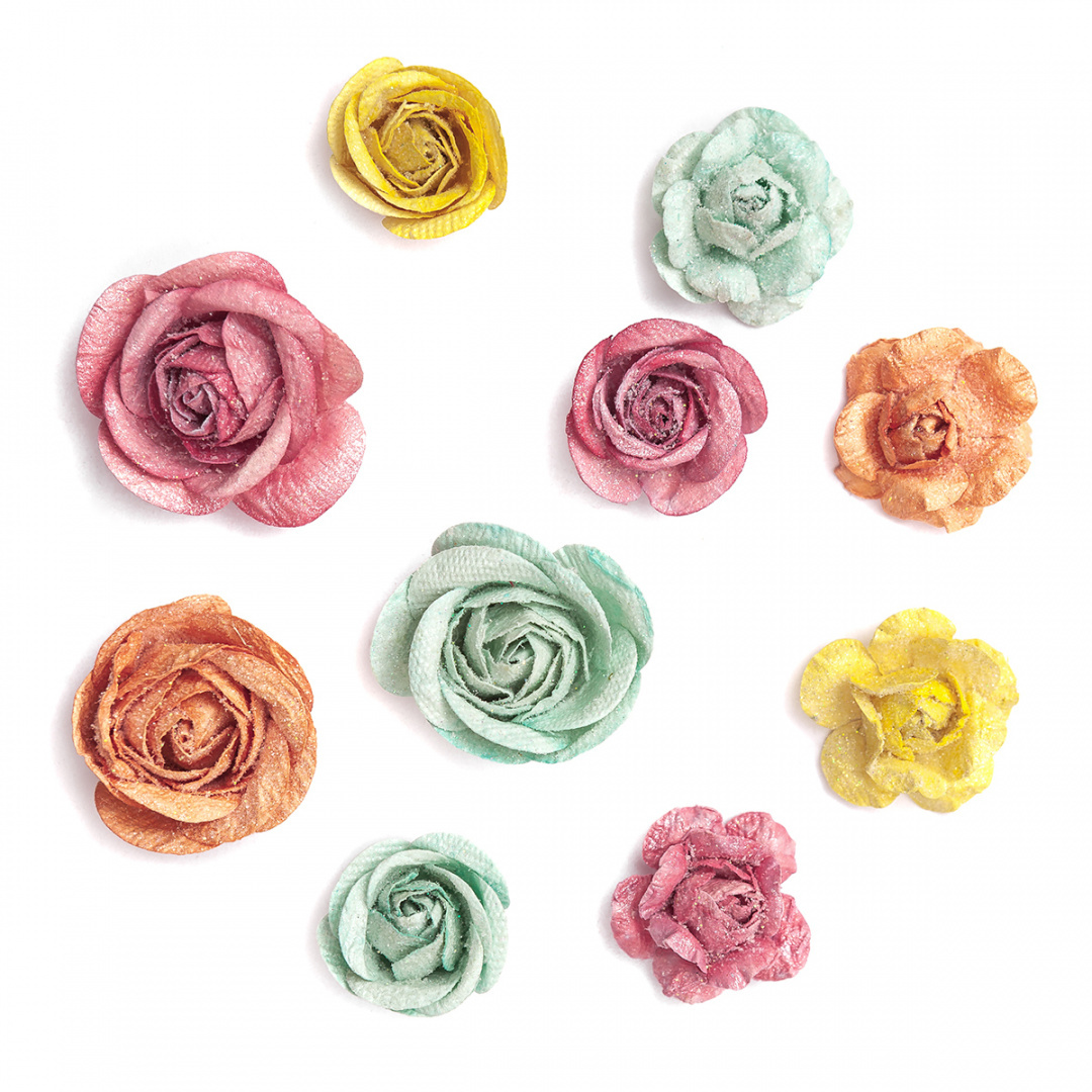 Kwiatki Papierowe 3D Scrapbooking 3 kolory 10 szt.