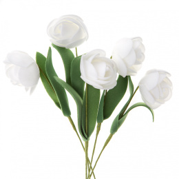 Kwiatki z pianki kwiaty 3d białe róże 5 szt