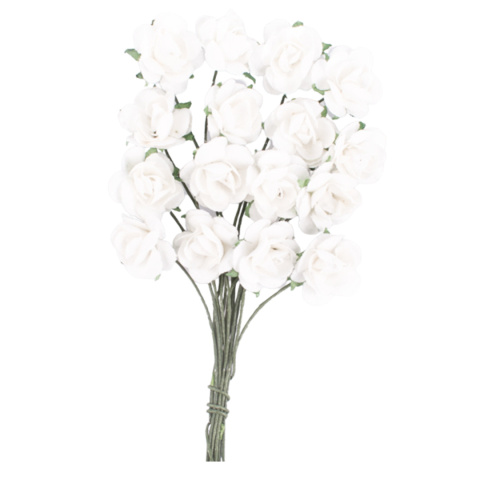 Kwiatki Papierowe Rożyczki Białe Kwiaty 16 szt