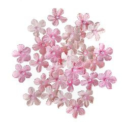 Kwiatki papierowe - pastelowe różowe z perełką - 60 szt.