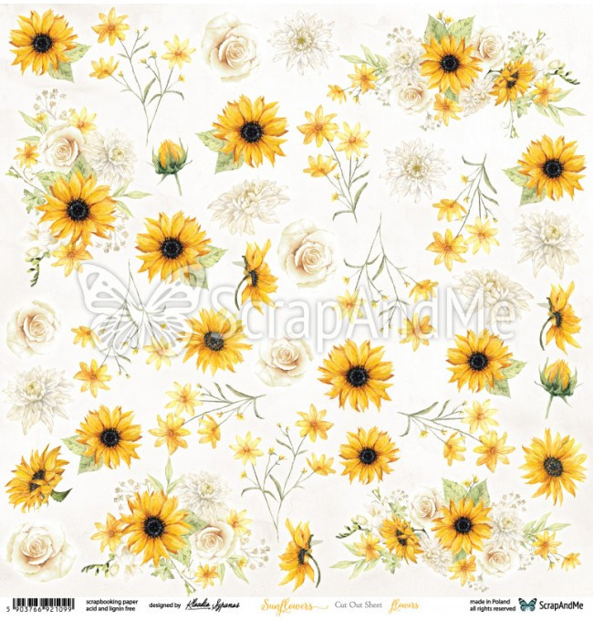 Papier kwiaty słoneczniki do wycinania Sunflowers