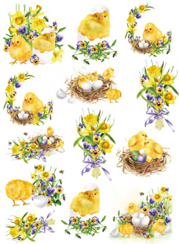 Decoupage Rice Paper Easter Chicks Daffodils Pansies Studio75
