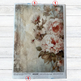 II GATUNEK Papier Ryżowy Decoupage Kwiaty Vintage Peonie Retro Studio75