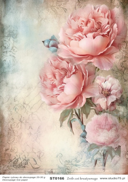 Papier Ryżowy Decoupage Kwiaty Vintage Peonie Różowe Retro Studio75