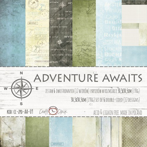 Adventure awaits- zestaw papierów
