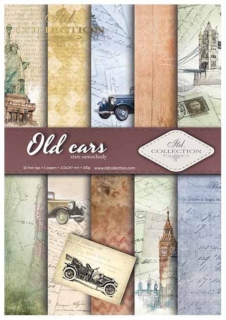 ''Old cars"-zestaw papierów do scrapbookingu
