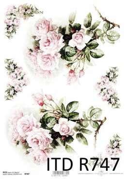 Papier ryżowy - Róże, kwiaty - ITD Collection
