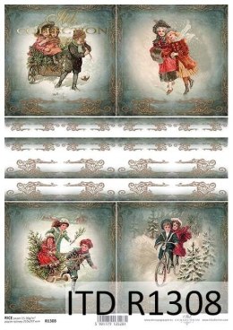 Papier ryżowy - Vintage, Boże Narodzenie, koronki