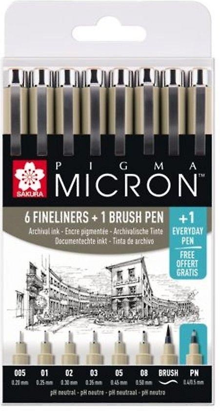 Cienkopisy Micron zestaw 6 sztuk 1 Brush Pen Sakura GRATIS