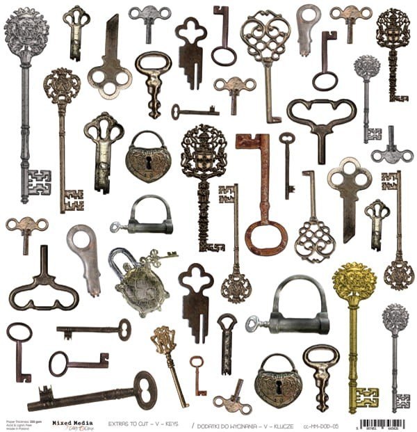 Arkusz dodatków do wycięcia - klucze - Craft o`clock - 30,5x30,5 cm