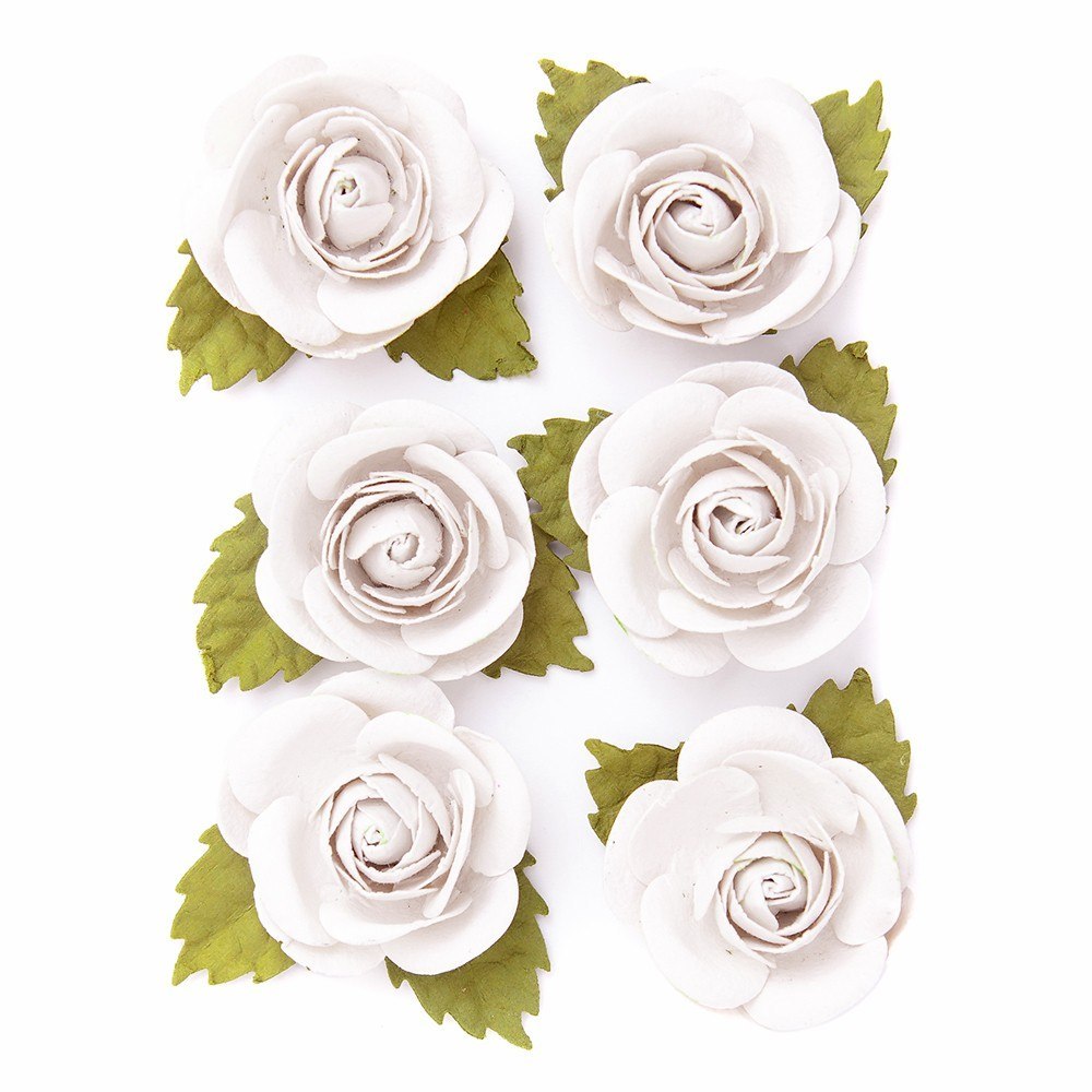 Kwiaty papierowe do malowania, 6 szt., białe