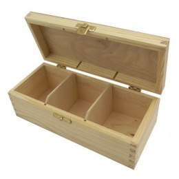 Pudełko na herbatę decoupage - drewniane - 3 przegrody