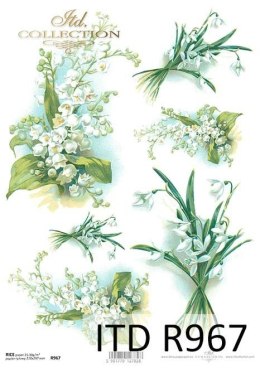 Papier ryżowy -kwiaty, Konwalie, Przebiśniegi - ITD Collection