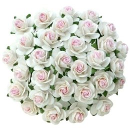 Róże 2-tonowe białe z różowym środkiem, 15 mm