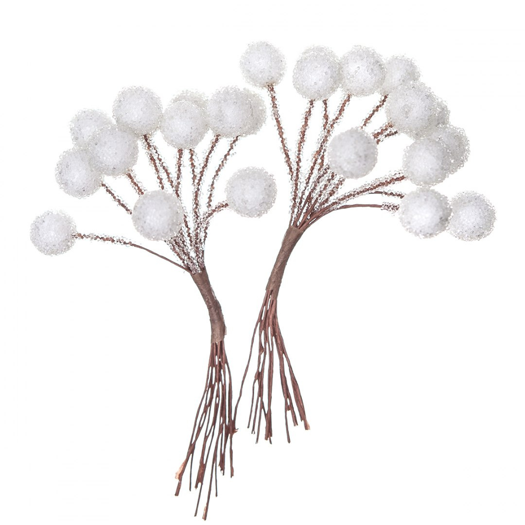Szronione kuleczki białe do dekoracji zimowych i świątecznych