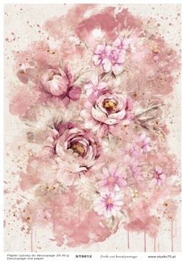 Papier ryżowy - kompozycja kwiatowa 03 - ST0012 - Studio75