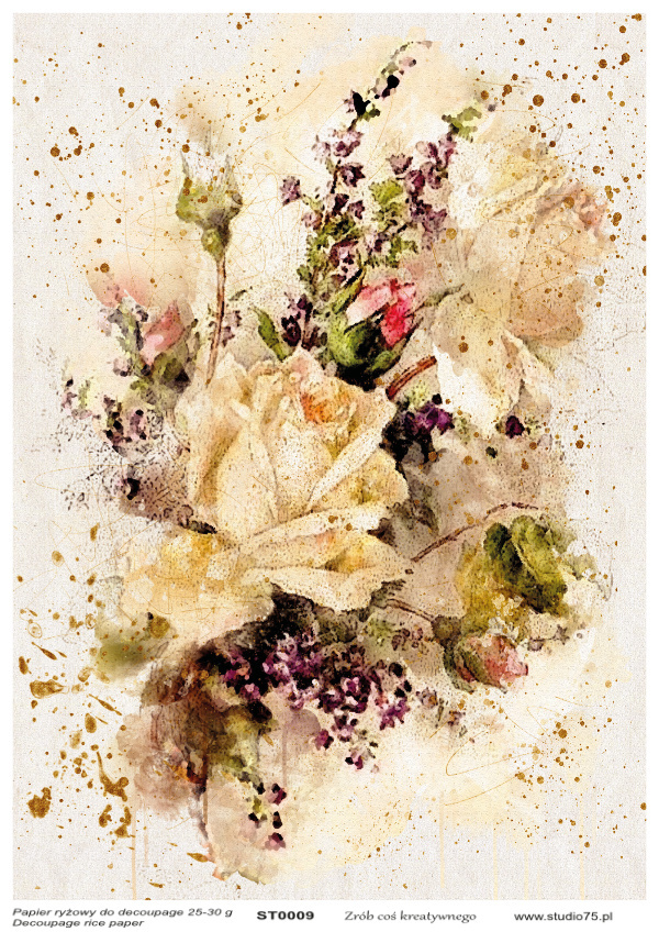 Papier ryżowy do decoupage- kwiaty vintage Studio75