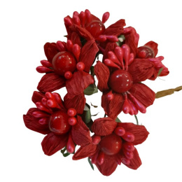 Papierowe kwiaty - poinsecje - czerwone-6 sztuk-Dp Craft