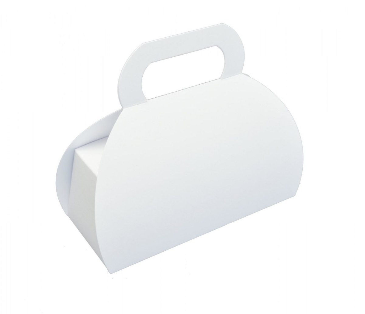 Biała torebka w formie pudełka, na upominek